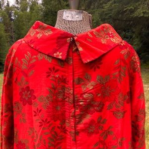 Vintage Poppy Red Silk Patterned Dress